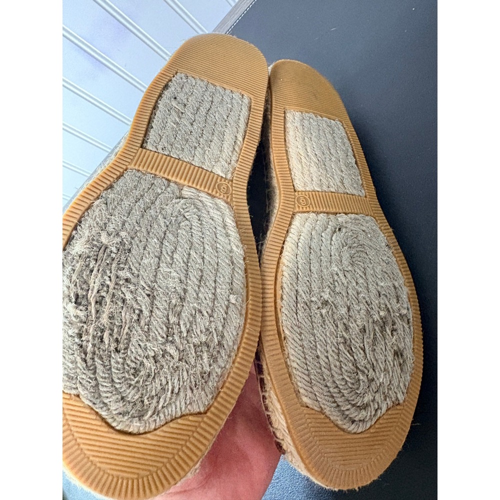 Brighton Groove Brown Pebbled Leather Espadrille Flats Medallion Slip On Shoes 6 - Picture 6 of 9